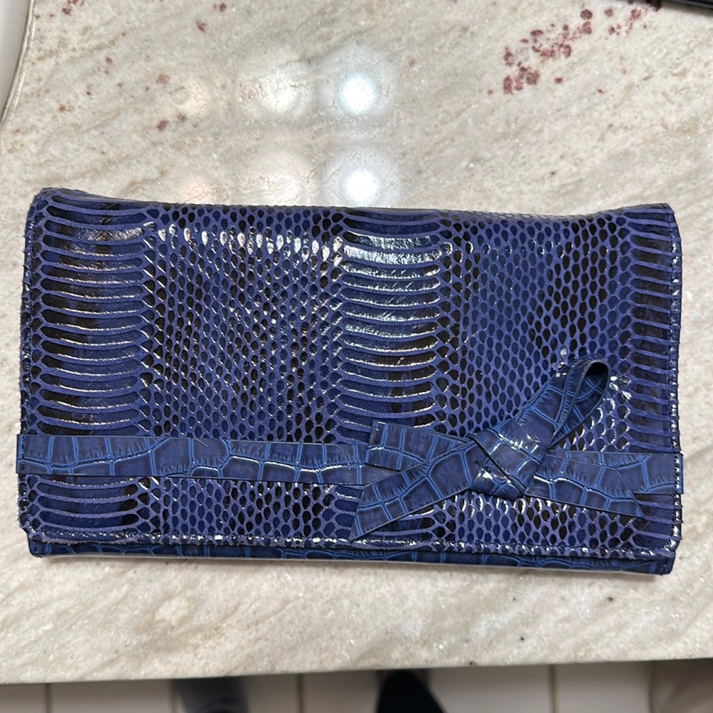 Blue snakeskin clutch/crossbody bag